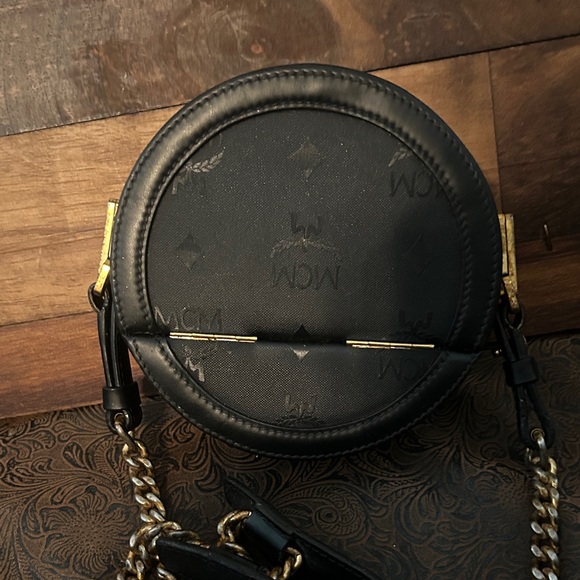 MCM Black and Gold Circular Crossbody Bag - Picture 3 of 7